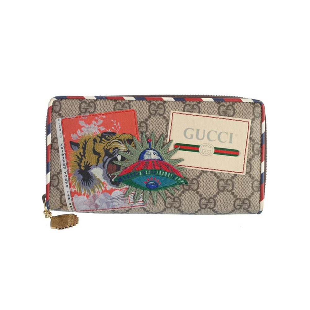 Gucci Courier GG Supreme Zip Around Wallet Round Zipper Long